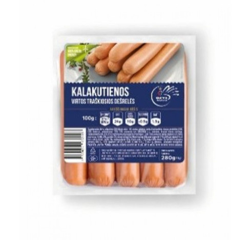 Arvi - Cooked Turkey Sausages Traskiosios 280g Arvi - Cooked Turkey Sausages Traskiosios 280g